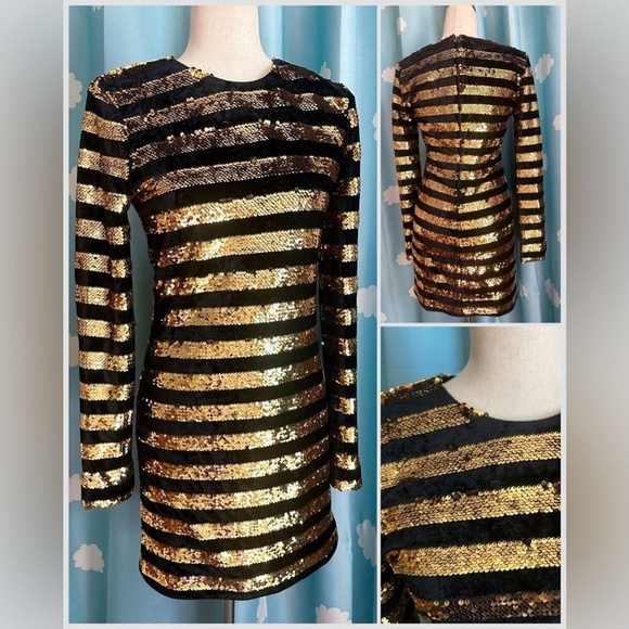 RtA Sequin and velvet long sleeve dress. - Picture 2 of 16